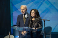 Anita Zucker and Senator Joseph Lieberman presenting at 2XXEX MARKET - New arrivals Crossbow cable slide replacement Retail’s 98th annual Hanukkah Dinner.